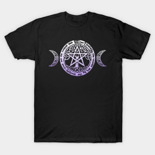 Wiccan & Pagan Sacred Gifts Nature Pentacle Tree of Life and Crescent Moons T-Shirt